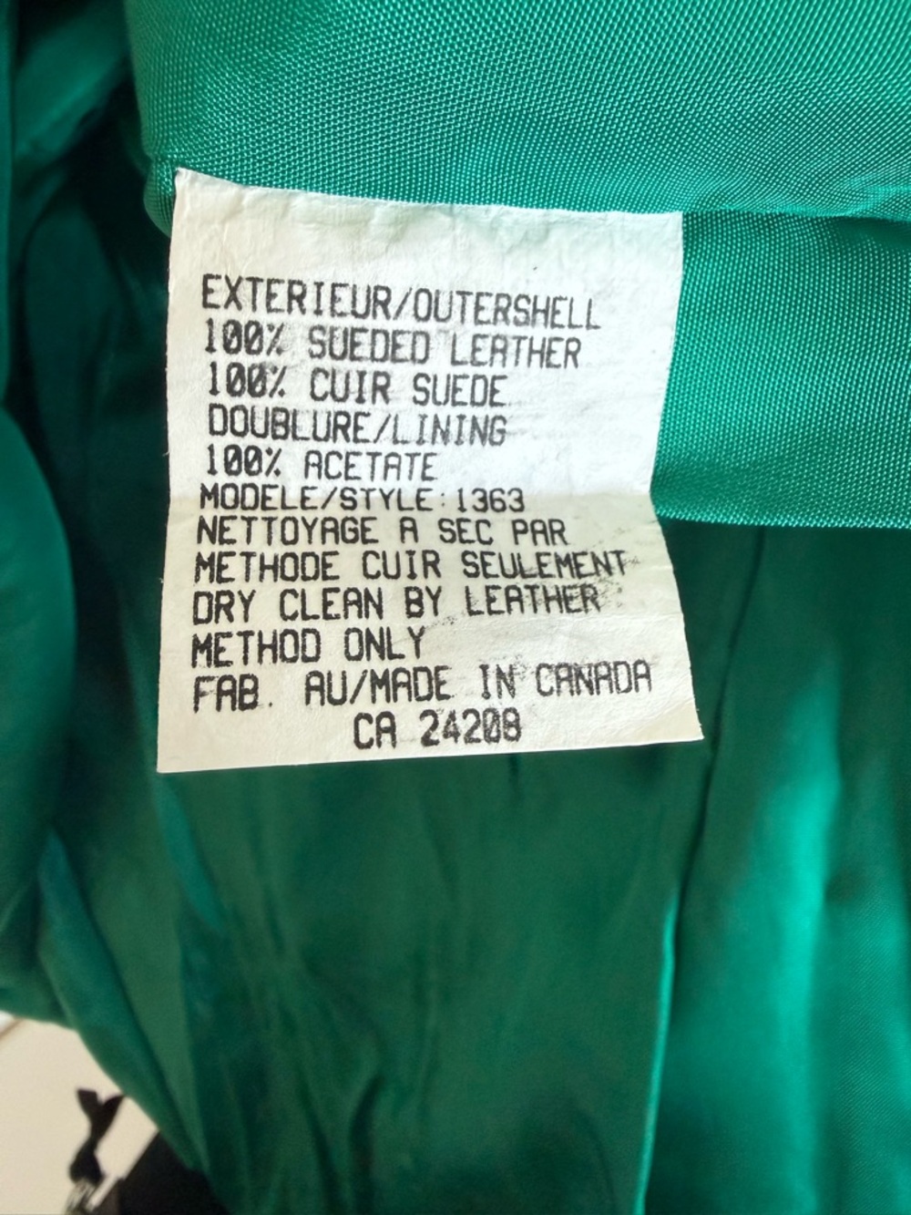 Vintage P.E. Canada Emerald Suede Leather Midi Skirt Made in Canada - Picture 5 of 6
